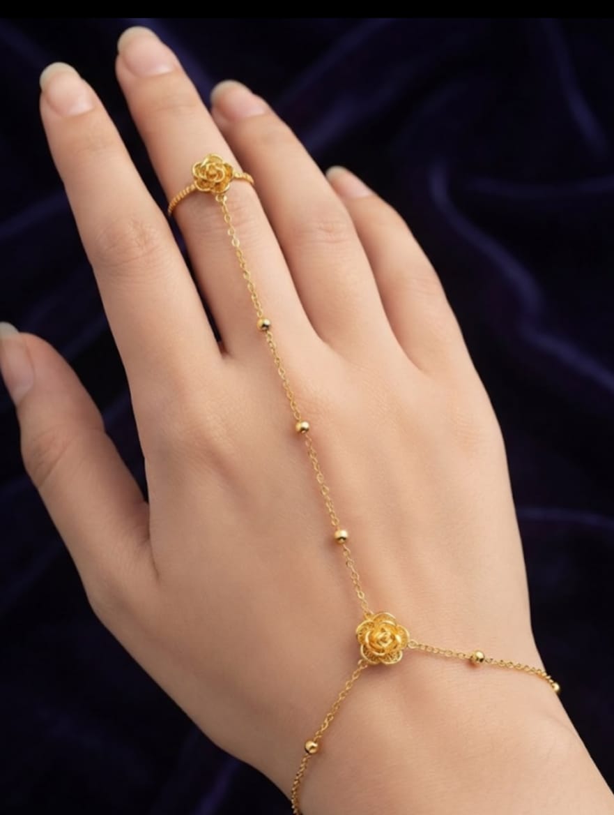 Bow, Heart & Flower Hand Chain Set ✨